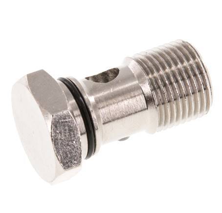 Perno banjo de latón niquelado de 1 vía con rosca macho G3/8'' NBR [2 piezas]