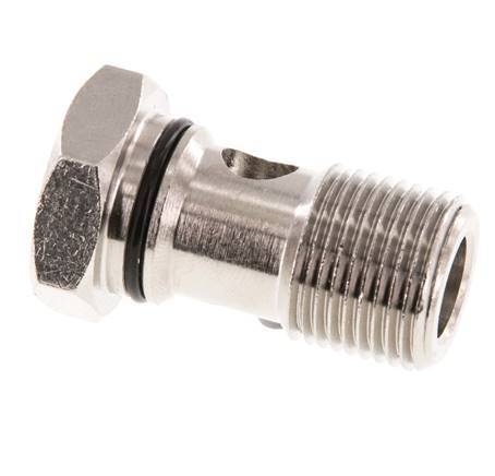 Perno banjo de latón niquelado de 1 vía con rosca macho G3/8'' NBR [2 piezas]