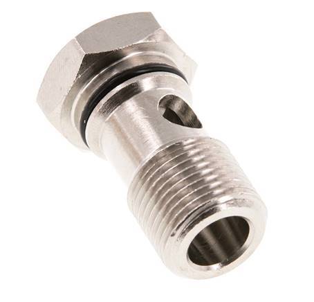 Perno banjo de latón niquelado de 1 vía con rosca macho G3/8'' NBR [2 piezas]