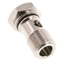 Perno banjo de latón niquelado de 1 vía con rosca macho G3/8'' NBR [2 piezas]