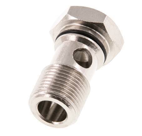 Perno banjo de latón niquelado de 1 vía con rosca macho G3/8'' NBR [2 piezas]