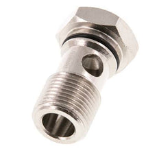 Perno banjo de latón niquelado de 1 vía con rosca macho G3/8'' NBR [2 piezas]