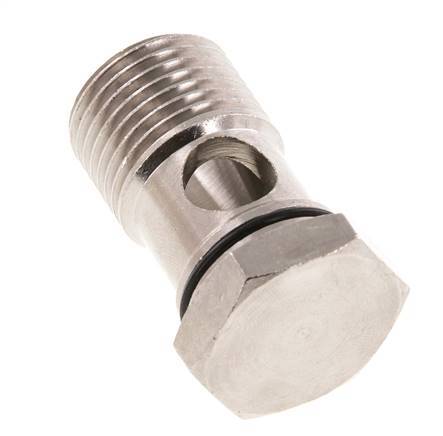 Perno banjo de latón niquelado de 1 vía con rosca macho G1/2'' NBR