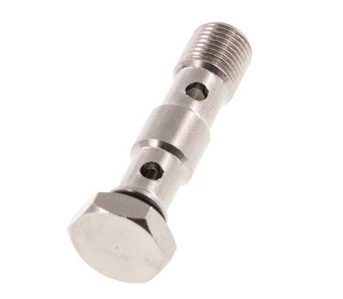 Perno banjo de latón niquelado de 2 vías con rosca macho G1/8'' NBR [2 piezas]