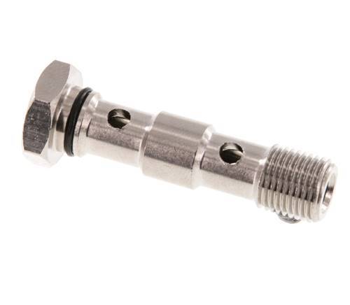 Perno banjo de latón niquelado de 2 vías con rosca macho G1/8'' NBR [2 piezas]