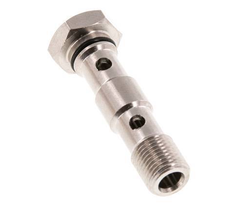 Perno banjo de latón niquelado de 2 vías con rosca macho G1/8'' NBR [2 piezas]