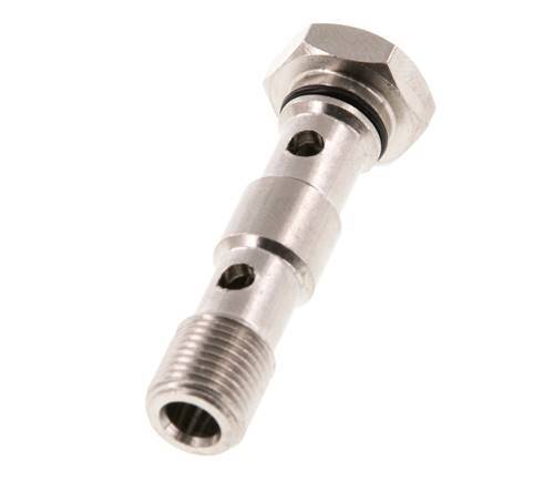 Perno banjo de latón niquelado de 2 vías con rosca macho G1/8'' NBR [2 piezas]