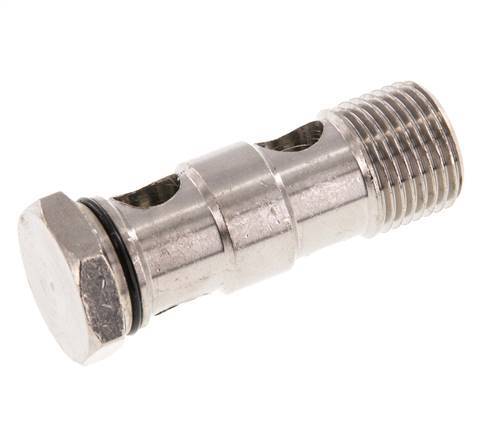 Perno banjo de latón niquelado de 2 vías con rosca macho G1/2'' NBR