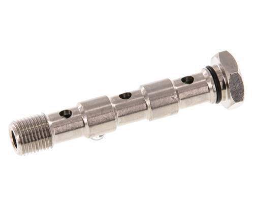 Perno banjo de latón niquelado de 3 vías con rosca macho G1/8'' NBR