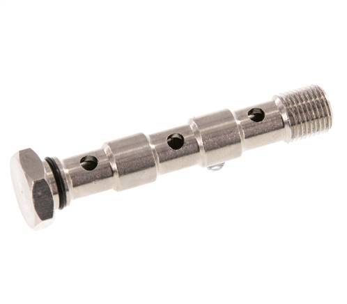 Perno banjo de latón niquelado de 3 vías con rosca macho G1/8'' NBR
