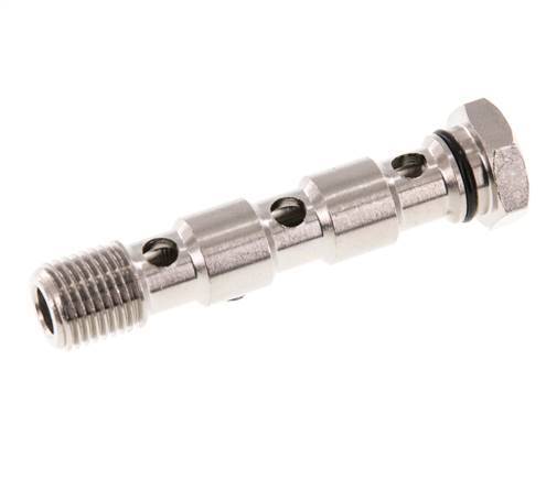 Perno banjo de latón niquelado de 3 vías con rosca macho G1/4'' NBR