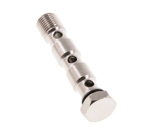 Perno banjo de latón niquelado de 3 vías con rosca macho G1/4'' NBR
