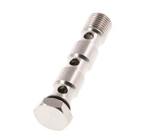 Perno banjo de latón niquelado de 3 vías con rosca macho G1/4'' NBR
