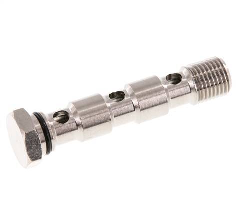 Perno banjo de latón niquelado de 3 vías con rosca macho G1/4'' NBR