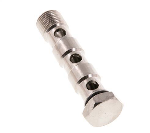 Perno banjo de latón niquelado de 3 vías con rosca macho G3/8'' NBR