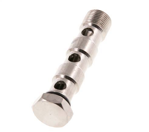 Perno banjo de latón niquelado de 3 vías con rosca macho G3/8'' NBR