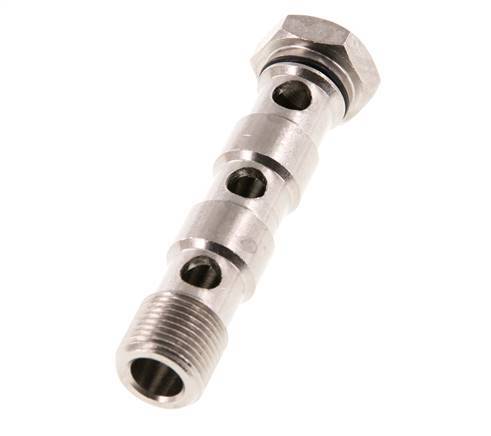 Perno banjo de latón niquelado de 3 vías con rosca macho G3/8'' NBR