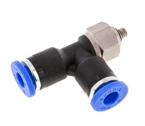 Racor en T de ángulo recto de 4mm x M 3 con rosca macho Acero/PA 66 NBR Giratorio [2 piezas]