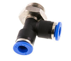 Racor en T en ángulo recto de 6mm x G1/4'' con rosca macho latón/PA 66 NBR giratorio [2 piezas]