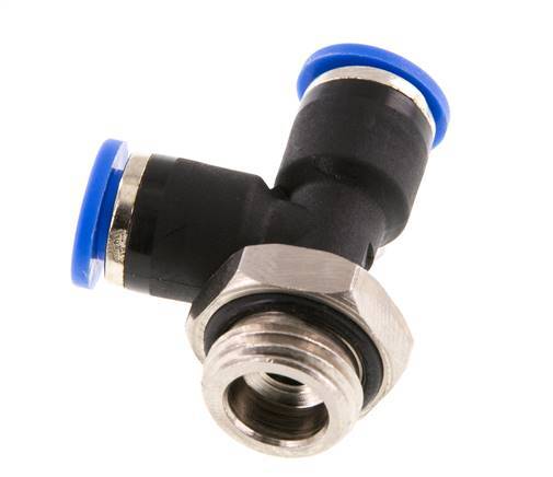 Racor en T en ángulo recto de 6mm x G1/4'' con rosca macho latón/PA 66 NBR giratorio [2 piezas]