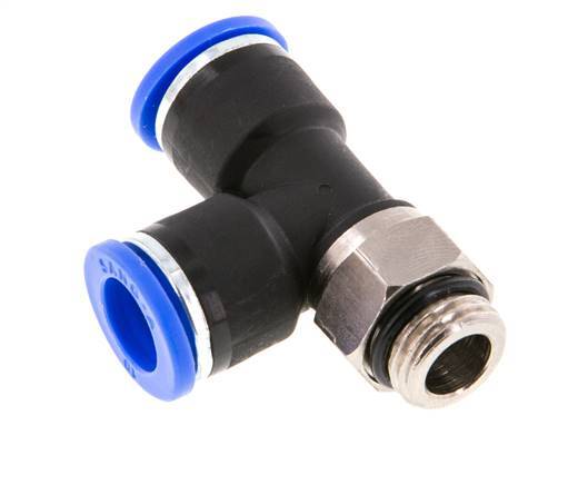 Racor en T en ángulo recto de 10mm x G1/4'' con rosca macho Latón/PA 66 NBR Giratorio