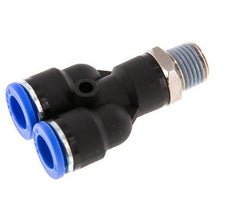 Racor rápido en Y de 10 mm x R1/4'' con rosca macho Latón/PA 66 NBR Giratorio