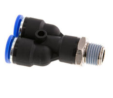 Racor rápido en Y de 10 mm x R1/4'' con rosca macho Latón/PA 66 NBR Giratorio