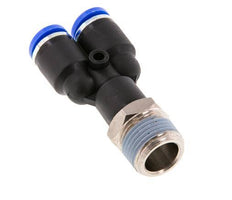 Racor rápido en Y de 8mm x R3/8'' con rosca macho Latón/PA 66 NBR giratorio [2 piezas]