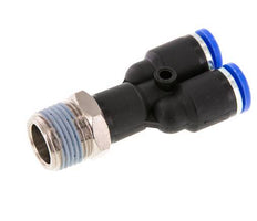 Racor rápido en Y de 8mm x R3/8'' con rosca macho Latón/PA 66 NBR giratorio [2 piezas]