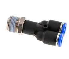 Racor rápido en Y de 8mm x R3/8'' con rosca macho Latón/PA 66 NBR giratorio [2 piezas]