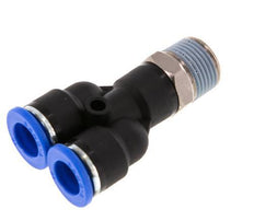 Racor rápido en Y de 10 mm x R3/8'' con rosca macho Latón/PA 66 NBR Giratorio