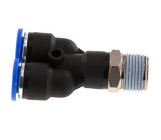 Racor rápido en Y de 10 mm x R3/8'' con rosca macho Latón/PA 66 NBR Giratorio
