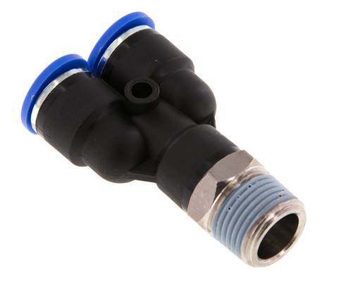 Racor rápido en Y de 10 mm x R3/8'' con rosca macho Latón/PA 66 NBR Giratorio