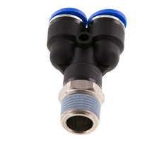 Racor rápido en Y de 10 mm x R3/8'' con rosca macho Latón/PA 66 NBR Giratorio