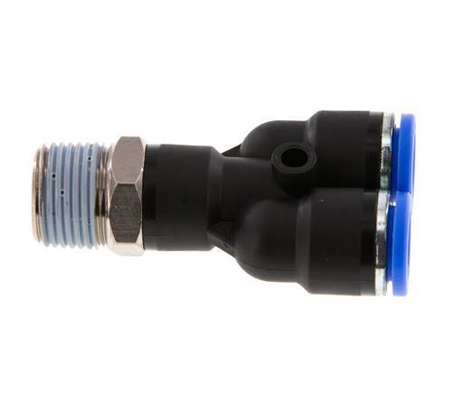 Racor rápido en Y de 10 mm x R3/8'' con rosca macho Latón/PA 66 NBR Giratorio