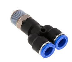 Racor rápido en Y de 10 mm x R3/8'' con rosca macho Latón/PA 66 NBR Giratorio