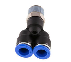 Racor rápido en Y de 10 mm x R3/8'' con rosca macho Latón/PA 66 NBR Giratorio