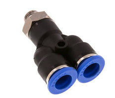 Racor rápido en Y de 10 mm x G1/8'' con rosca macho Latón/PA 66 NBR Giratorio