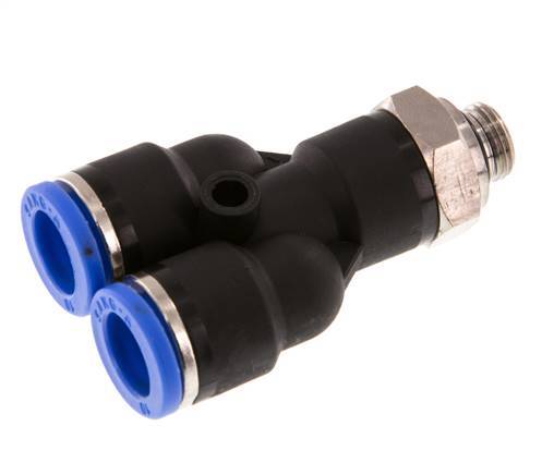Racor rápido en Y de 10 mm x G1/8'' con rosca macho Latón/PA 66 NBR Giratorio