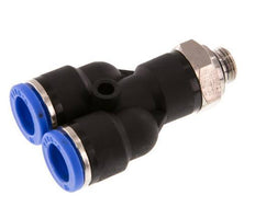 Racor rápido en Y de 10 mm x G1/8'' con rosca macho Latón/PA 66 NBR Giratorio
