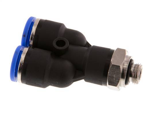 Racor rápido en Y de 10 mm x G1/8'' con rosca macho Latón/PA 66 NBR Giratorio