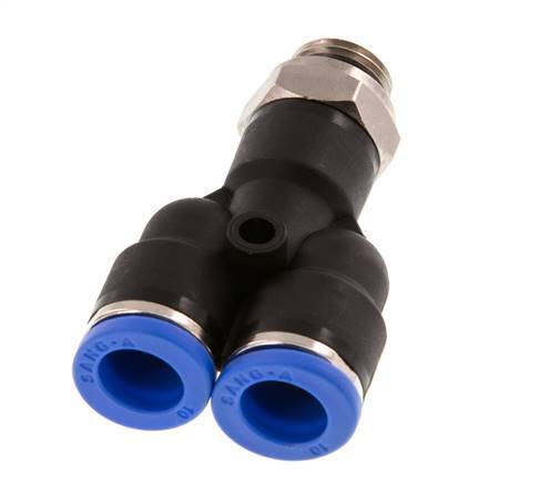 Racor rápido en Y de 10 mm x G1/4'' con rosca macho Latón/PA 66 NBR Giratorio