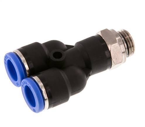 Racor rápido en Y de 10 mm x G1/4'' con rosca macho Latón/PA 66 NBR Giratorio