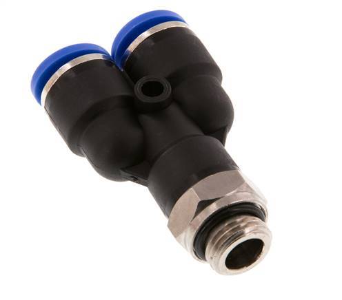 Racor rápido en Y de 10 mm x G1/4'' con rosca macho Latón/PA 66 NBR Giratorio