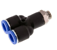 Racor rápido en Y de 12 mm x G1/4'' con rosca macho Latón/PA 66 NBR Giratorio