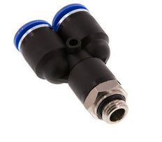 Racor rápido en Y de 12 mm x G1/4'' con rosca macho Latón/PA 66 NBR Giratorio
