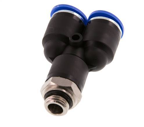 Racor rápido en Y de 12 mm x G1/4'' con rosca macho Latón/PA 66 NBR Giratorio