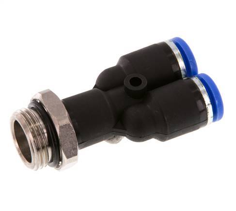 Racor rápido en Y de 8mm x G3/8'' con rosca macho latón/PA 66 NBR giratorio [2 piezas]