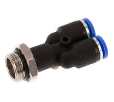 Racor rápido en Y de 8mm x G3/8'' con rosca macho latón/PA 66 NBR giratorio [2 piezas]