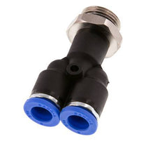 Racor rápido en Y de 8mm x G3/8'' con rosca macho latón/PA 66 NBR giratorio [2 piezas]